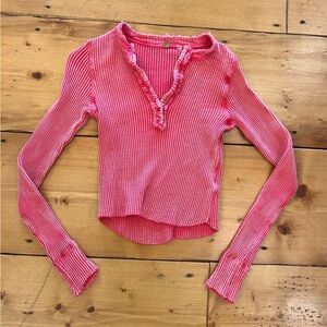 Free People Waffle Knit Flannel Top